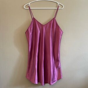 Vintage Serena Fuchsia Bias Cut Satin Teddy w Flared Bottom